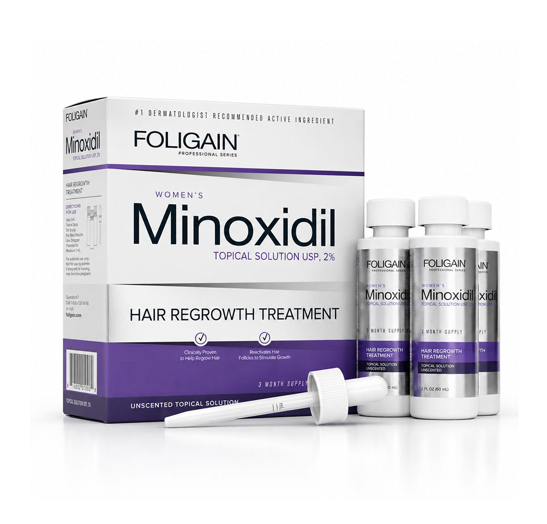FOLIGAIN Minoxidil 2% para mujeres, suministro para 3 meses